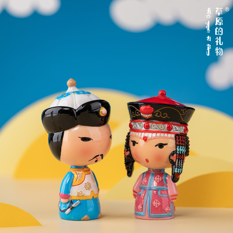 Grassland gift cultural creation Mongolian costume Ordos mini ornament small doll Inner Mongolia souvenir gift