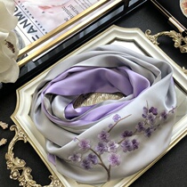 Yunmei Spring and Summer Silk Scarf Womens Mulberry Silk Scarf Su Embroidered Handmade Embroidered Longshawl Mothers Day Gifts