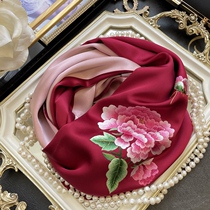 Gao Ding Su embroidery gift ethnic style hand embroidered silk scarf mulberry silk Su embroidery scarf women shawl spring and autumn