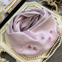 Beautiful petal hand embroidered silk scarf female mulberry silk scarf Su embroidery Joker Hangzhou silk shawl Spring and Autumn