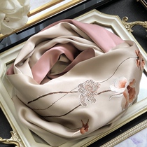Butterfly Lotus Flower Hangzhou Silk Mulberry Silk Scarf Woman Spring Autumn Real Silk Scarf Su Embroidered Mother shawl