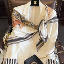 Floral saddle mulberry silk twill silk big square towel with sand and grinding hair real silk scarlet with a soft scarf for spring and summer