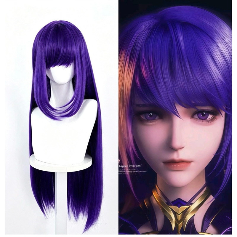 No Trimming Needed, Divine Throne Saint Cosplay Wig, Dark Purple, Light Blue, White, Realistic Scalp Top No Trimming Needed, Divine Throne Saint Cosplay Wig, Dark Purple, Light Blue, White, Realistic Scalp Top