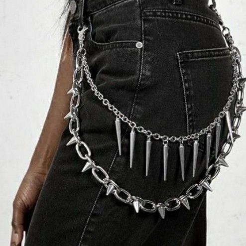 Subculture Gothic Dark Punk Studded Chain Double-Layer Pants Chain Trendy Hip-Hop Accessory Exaggerated Waist Chain Bag Chain Decoration Subculture Gothic Dark Punk Studded Chain Double-Layer Pants Chain Trendy Hip-Hop Accessory Exaggerated Waist Chain Bag Chain Decoration