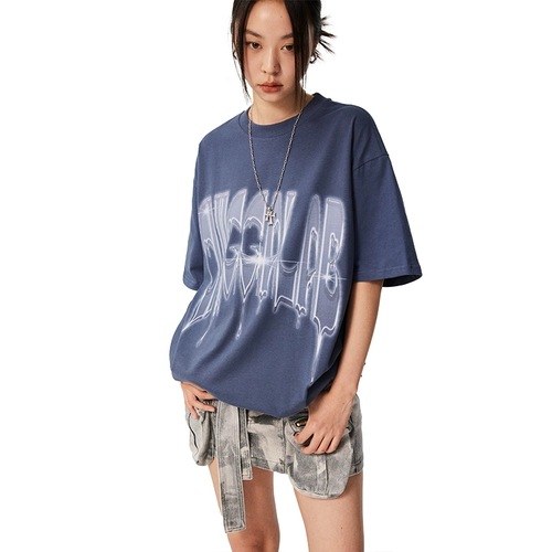 CHIGGALAB Трехмерная футболка с коротким рукавом, в американском стиле, с печатью вашего логотипа, оверсайз