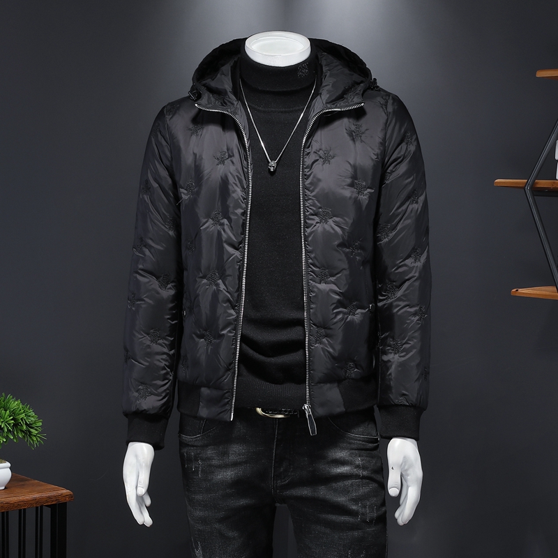 Winter down jacket men's short hooded jacket men's autumn and winter 2023 new trendy brand light and warm black jacket