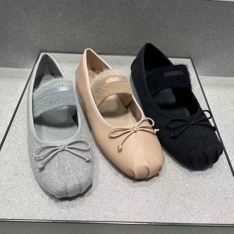 Chelts&Kissth Retro Flat Bow Ballet Mary Jane Shoes for Women, Fairy Style Large Size Shoes