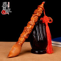 Fengshui Pavilion peach wood pen pendant carving Xianglong Ruifeng large Wenchang pen decoration