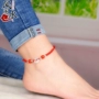 Feng Shui Court SpongeBob Red Rope Anklet Female Red Hand-dệt kim đơn giản Emerald An toàn vòng chân nam lắc chân vàng PNJ