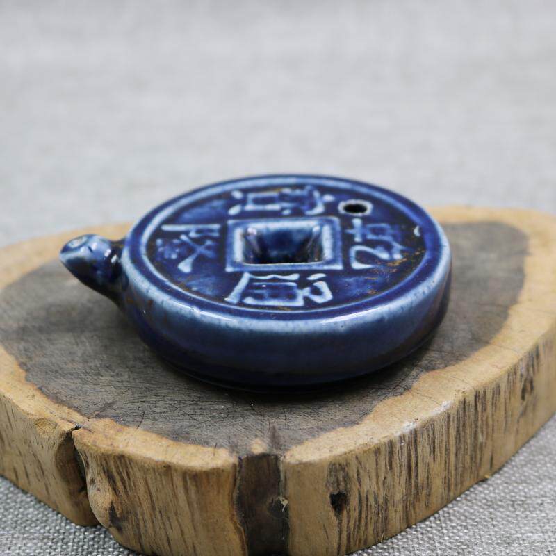 Jingdezhen antique porcelain tea blue glaze to make money Tongbao water drop study desk supplies antique antique ornaments