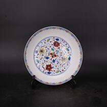 Qing Qianlong pastel intertwining pattern placement plate antique antique ceramic ornaments porcelain decoration viewing plate home collection