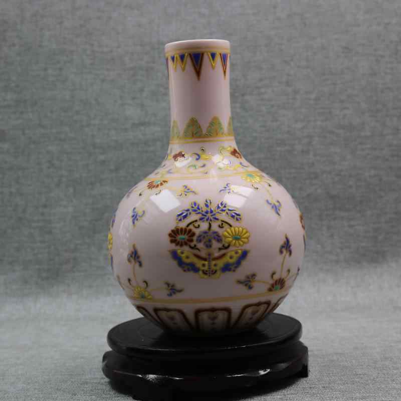 美品】大明成化年製 金絵魚紋花瓶