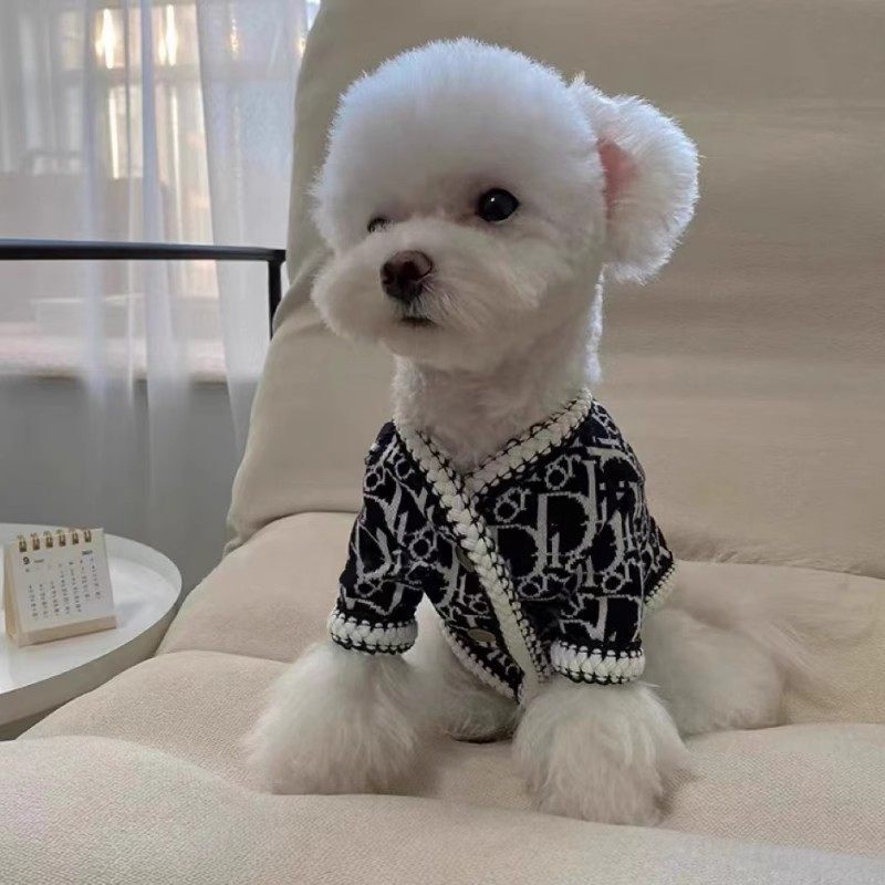 Korean Pet Trendy Brand Small Dog Pet Clothing Autumn and Winter Teddy Bear Bichon Schnauzer Knitted Cardigan Cat Warm Clothing