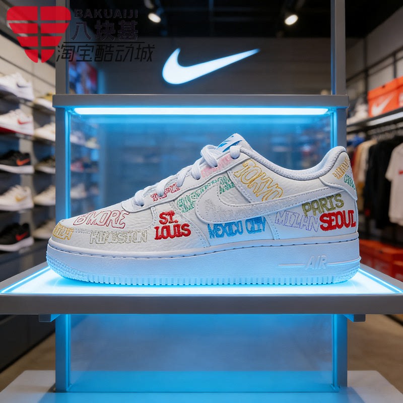 Nike Big Kids' Shoes 2026 Summer Af1 Air Force 1 City Embroidery Print Thick-Soled Sneakers Io9739-100