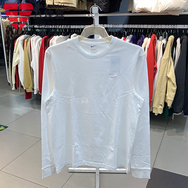 Nike Men's 2025 Winter Solid Color Fashionable Base Layer Casual Round Neck Long-Sleeved T-Shirt Fb8586-100