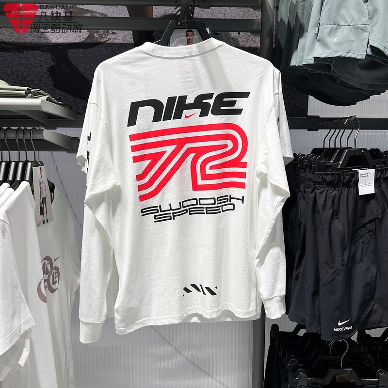 Nike Men's 2026 Autumn Retro American Print Racing Style Loose Casual Long Sleeve T-Shirt Im3782-100