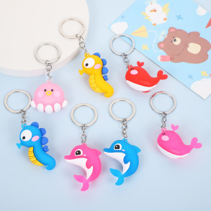 Cartoon Dolphin Keychain Three-Dimensional Doll Seahorse Whale Bag Ornaments Summer Holiday Shopping Mall Event Children