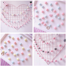 ins net red room decoration girl heart background wall decoration Soft sister bedroom warm dream hair ball string hanging decoration