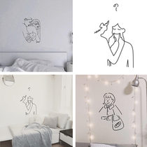 ins Nordic style wall stickers English creative illustration Spoil you couple stickers Clothing store window bedroom bedside stickers