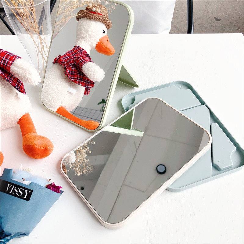 ins Nordic simple makeup mirror chic Girl heart Dormitory room Student portable folding portable makeup mirror