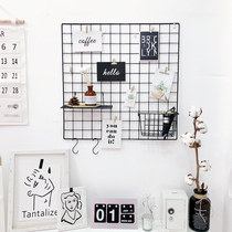 ins Nordic style Wrought iron grid wall hanging photo wall Girls dormitory decoration wall net red grid creative bed and breakfast