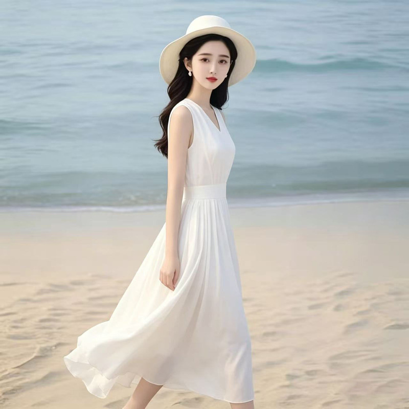 Elegant Chiffon Tank Dress 2026 Summer New Style Light and Flowing Seaside Vacation Beach Long Dress Elegant Chiffon Tank Dress 2026 Summer New Style Light and Flowing Seaside Vacation Beach Long Dress