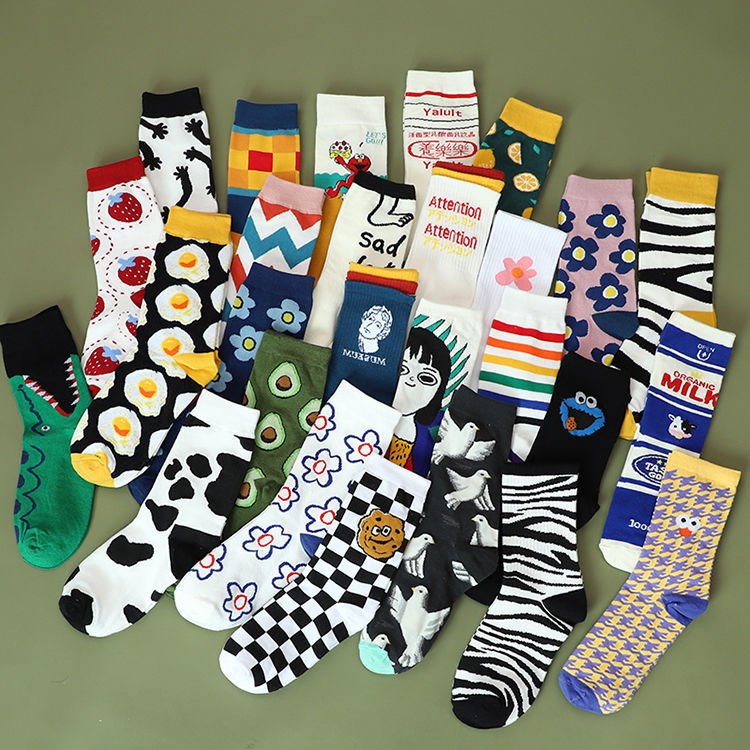 4 Double socks Children Korean version of the cylinder Chains Chains Chaostocking Street 100 lap original Cebu Wind student cute Japanese web Red long cylinder