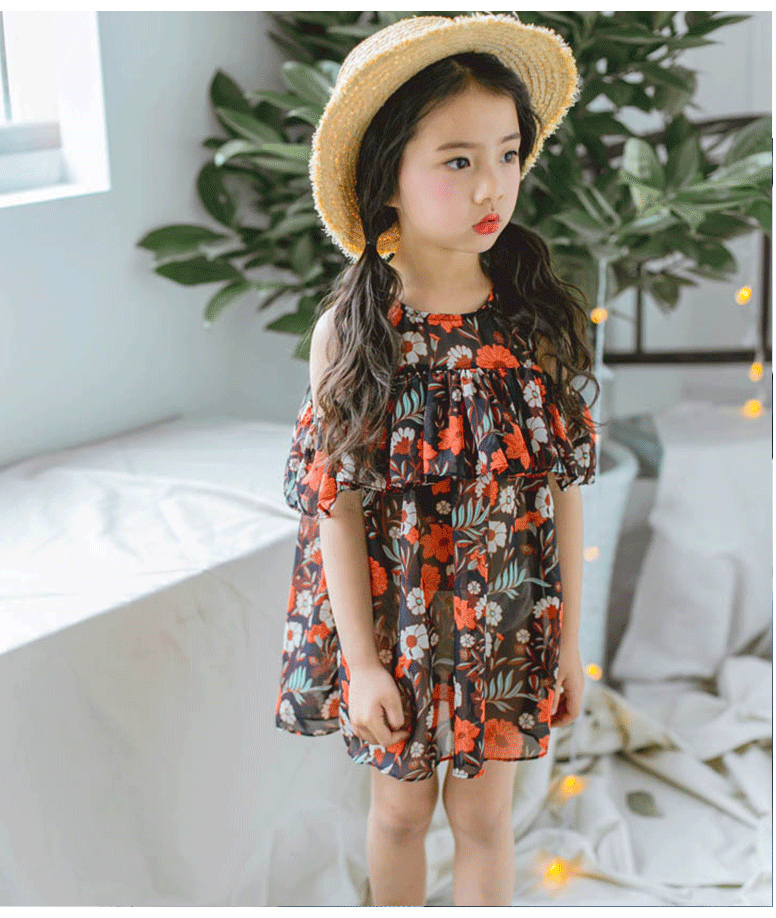 Váy bé gái mới 2018 mùa hè Hàn Quốc cho bé gái đeo vai trần công chúa váy trẻ em voan váy xinh cao cấp cho bé