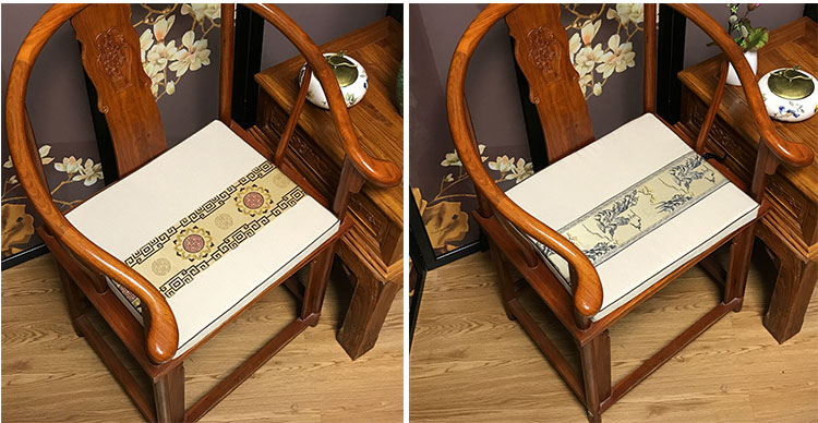 Mới Trung Quốc cotton và lanh Taishi ghế ăn ghế sĩ quan đệm vải lanh gỗ gụ sofa đệm dày mat tùy chỉnh bộ thảm trải ghế gỗ cao cấp dày không trơn
