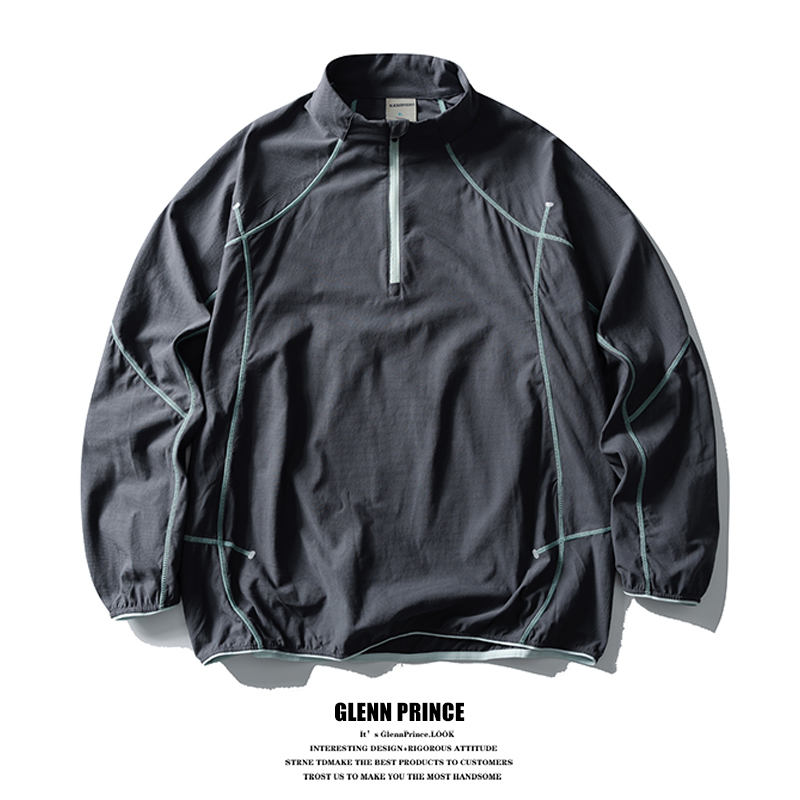 Gpstudio Outdoor Antibacterial Quick-Drying Half-Zip Long-Sleeved T-Shirt for Men and Couples Pullover Sports Fitness Cycling Top