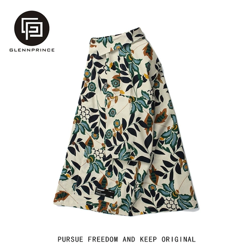 Летняя рубашка, пляжная парная одежда для влюбленных, цветочный принт, из хлопка и льна