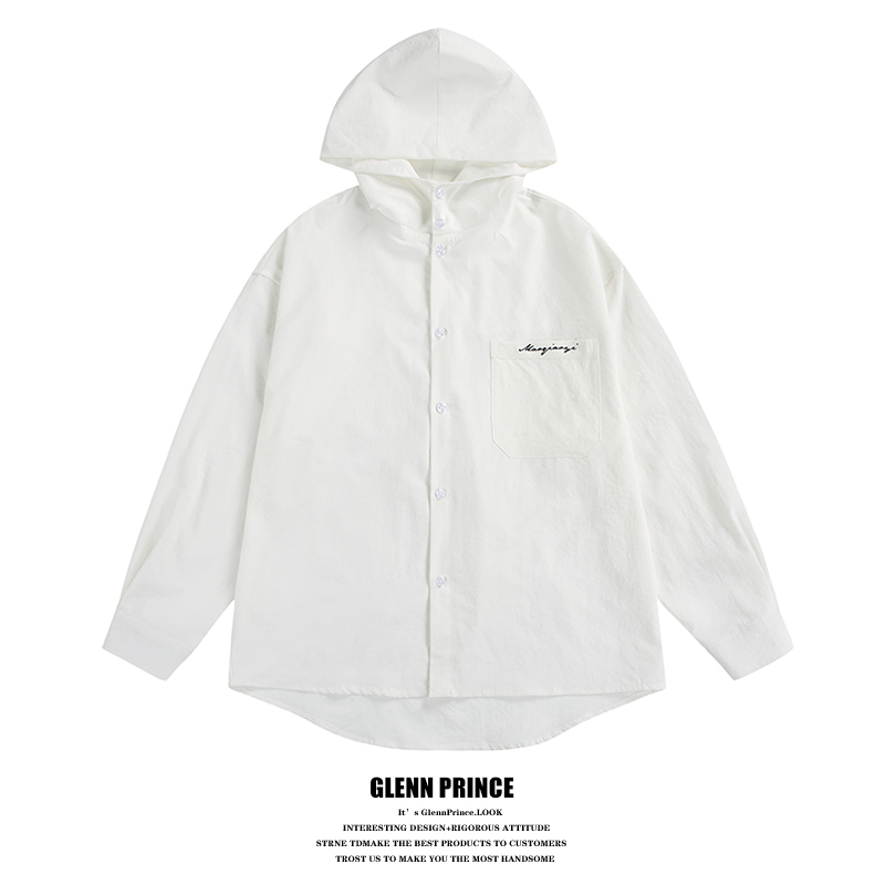 Gpstudio American Casual Solid Color Hooded Long-Sleeved Shirt Men's Basic Cleanfit Shirt Sun Protection Jacket Gpstudio American Casual Solid Color Hooded Long-Sleeved Shirt Men's Basic Cleanfit Shirt Sun Protection Jacket