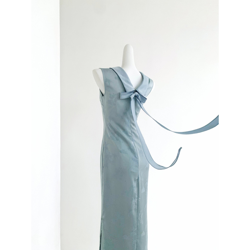 Clearance Sale【Dream】French-Style Blue Dress with High-End Bow, Sleeveless, Popular Style, Elegant and Intellectual Temperament Clearance Sale【Dream】French-Style Blue Dress with High-End Bow, Sleeveless, Popular Style, Elegant and Intellectual Temperament