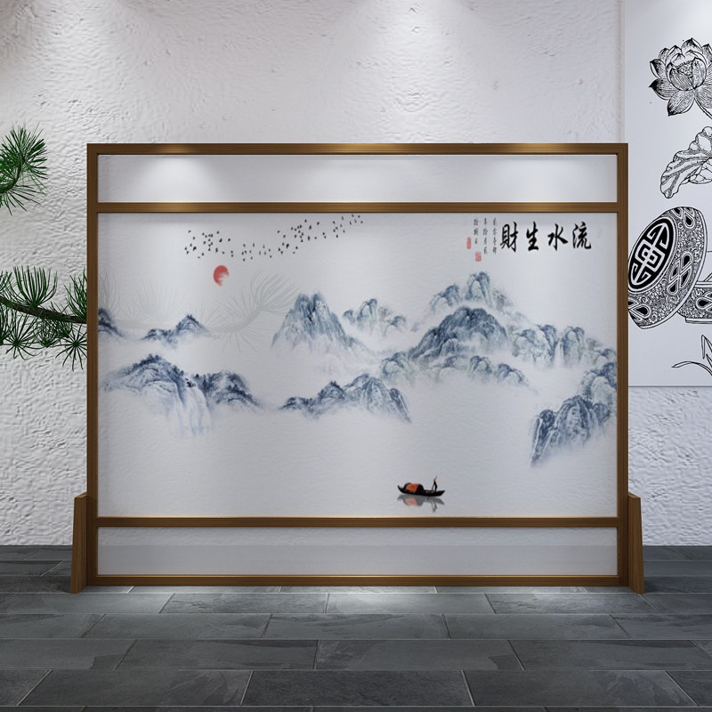New Chinese Screen Partition Living Room Shelter Home Brief Hotel Tea Building Office Background Decoration Solid Wood Seat Screen