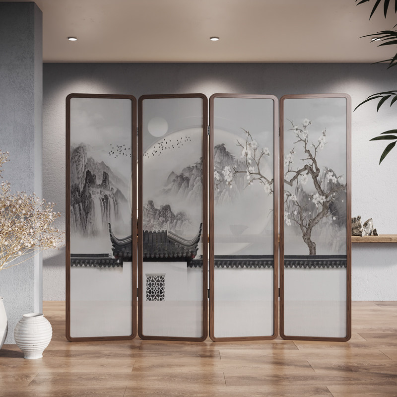 New Chinese Screen Partition Folding Living-room Decoration Minimalist Mobile Tea Room Bedroom Hotel Office Shelter Folding Screen