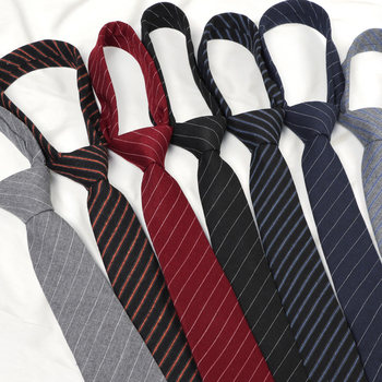 Gray Striped Japanese-Style Academy-Style Hand-Tied Tie for Women, Uniform Shirt, Black Striped Accessories, Student Tie for Men