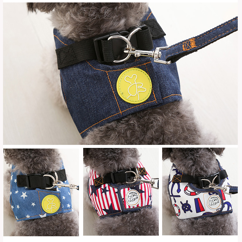 Medium-sized small dog vest-type dog traction rope Teddy dog chain walking dog rope chest and bag bag pet supplies