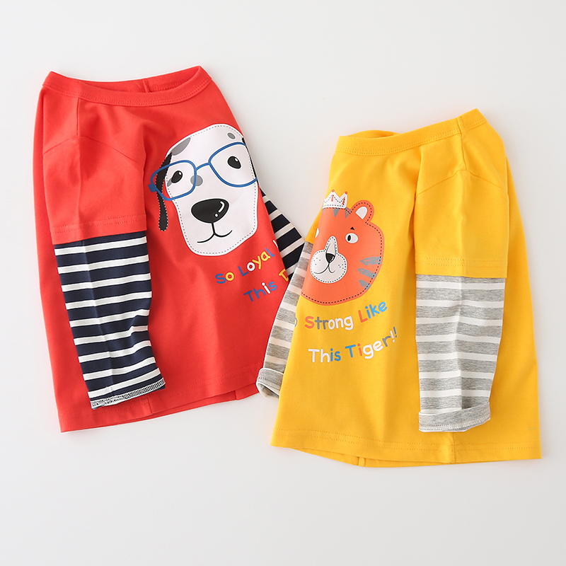 Boys dài sleevet t-shirt bông phim hoạt hình cho trẻ em mặc áo thun trẻ em mùa thu áo khoác mùa thu bé áo sơ mi dưới phiên bản Hàn Quốc.