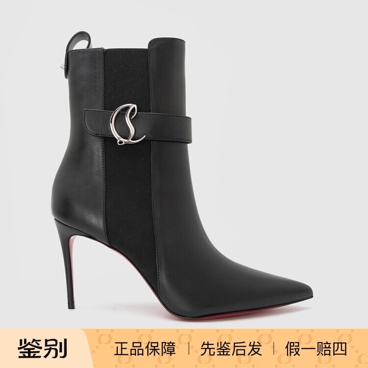 In-Stock Christian Louboutin New Leather Pointed-Toe Stiletto Women's High-Heeled Boots