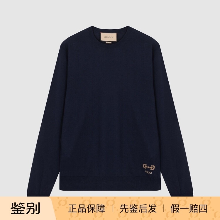 In-Stock Gucci Spring New Lazy Print Wool Crew Neck Men's Simple Casual Knit Sweater