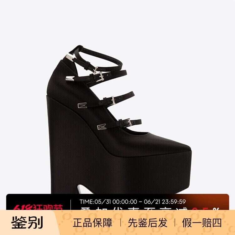 In Stock Versace Versace Autumn New Arrivals Leather Chunky Heel Pointed Toe Casual Versatile Women's High Heels Sandals