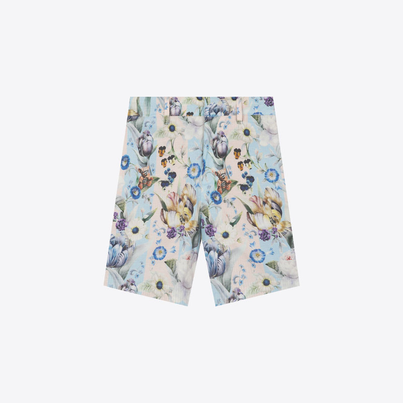 In-Stock Burberry Summer New Floral Print Linen Boys' Straight Casual Shorts