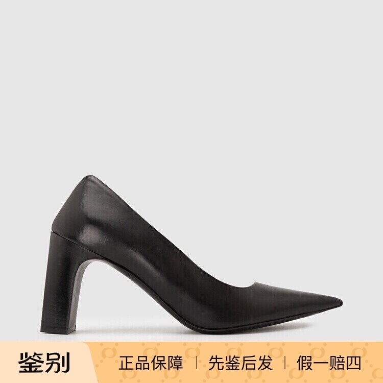 In Stock Balenciaga Paris Spring/Summer New Fashion Leather Shallow Mouth Chunky Heel Women's Single Shoes High Heels
