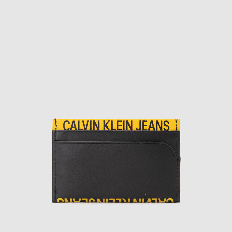 In Stock Calvin Klein Jeans Autumn and Winter New Leather Logo Print Men's Wallet Card Holder Bifold Wallet