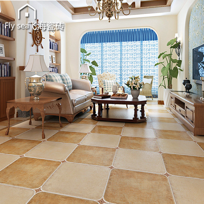 European and American retro anti-slip imitation ancient brick fillet brick Mediterranean field garden style hotel living room floor tiles 500 x 500