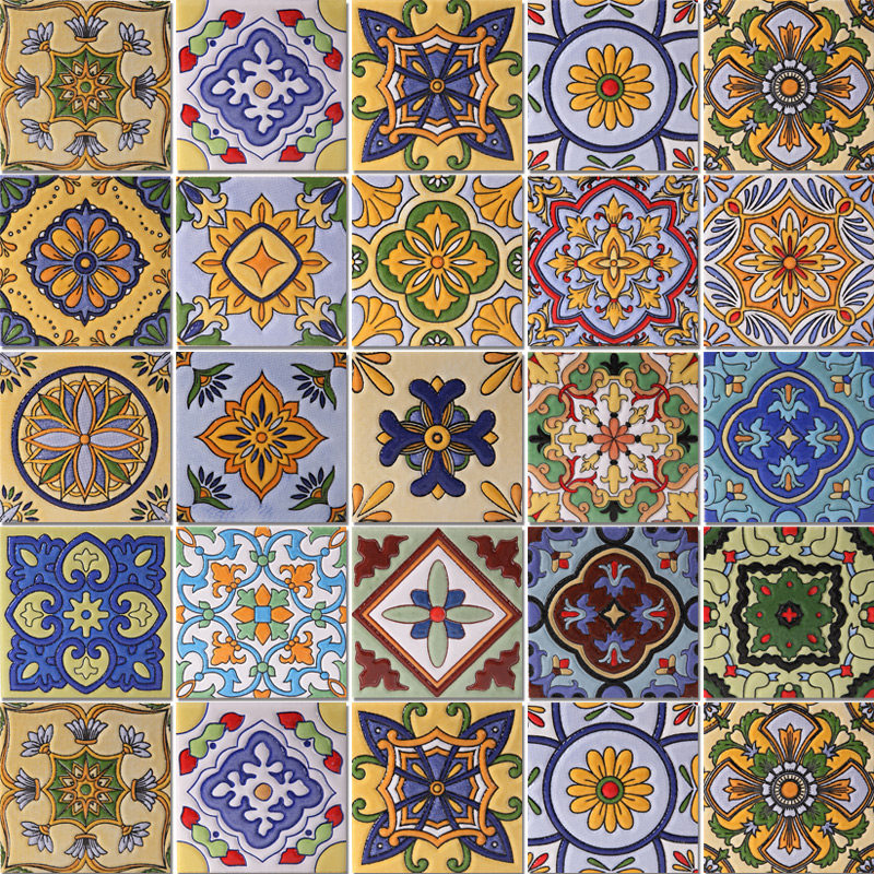 Eurostyle glazed face antique small flower brick 300 x 300 stairs Mediterranean waist line corner flower sheet tile toilet background wall