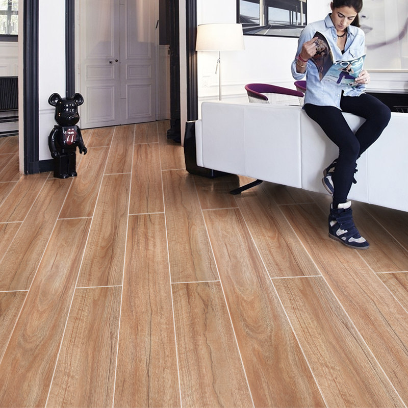 Nordic Imitation Solid Wood Tile Bedroom Wood Grain Brick Living Room Kitchen Non-slip Floor Tiles Flying Sea Tile Room 150 × 900