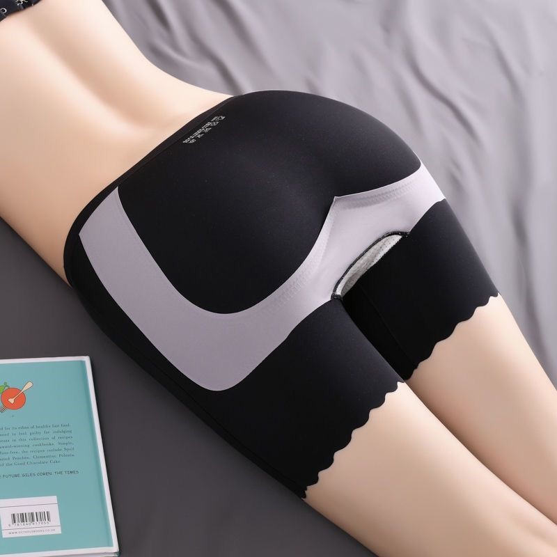 2 packs of underwear women's ice silk seamless one-piece mid-waist high elastic boxer safety pants large size shorts summer thin