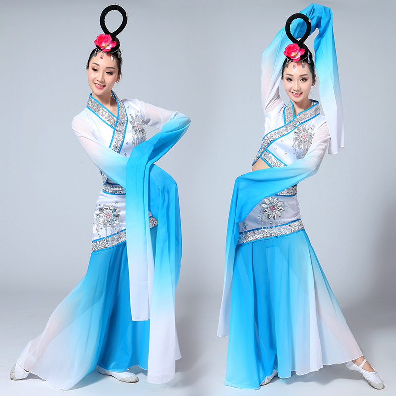 Màn trình diễn tay áo mới của Cai Wei Dance 月 月 Vũ điệu cổ điển Gradient Hanfu Dunhuang Feiti Children trang phục biểu diễn zumba