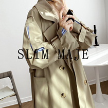 SLIM MAJE windbreaker female middle length 2021 Spring and Autumn new small man splicing design sense thin coat